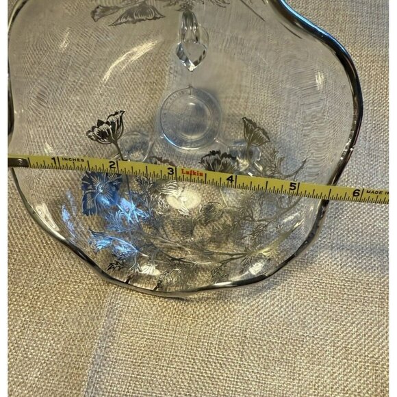 Silver City Flanders 3-Toed Footed Bowl Poppies Silver Overlay Candy Vintage - Picture 13 of 14